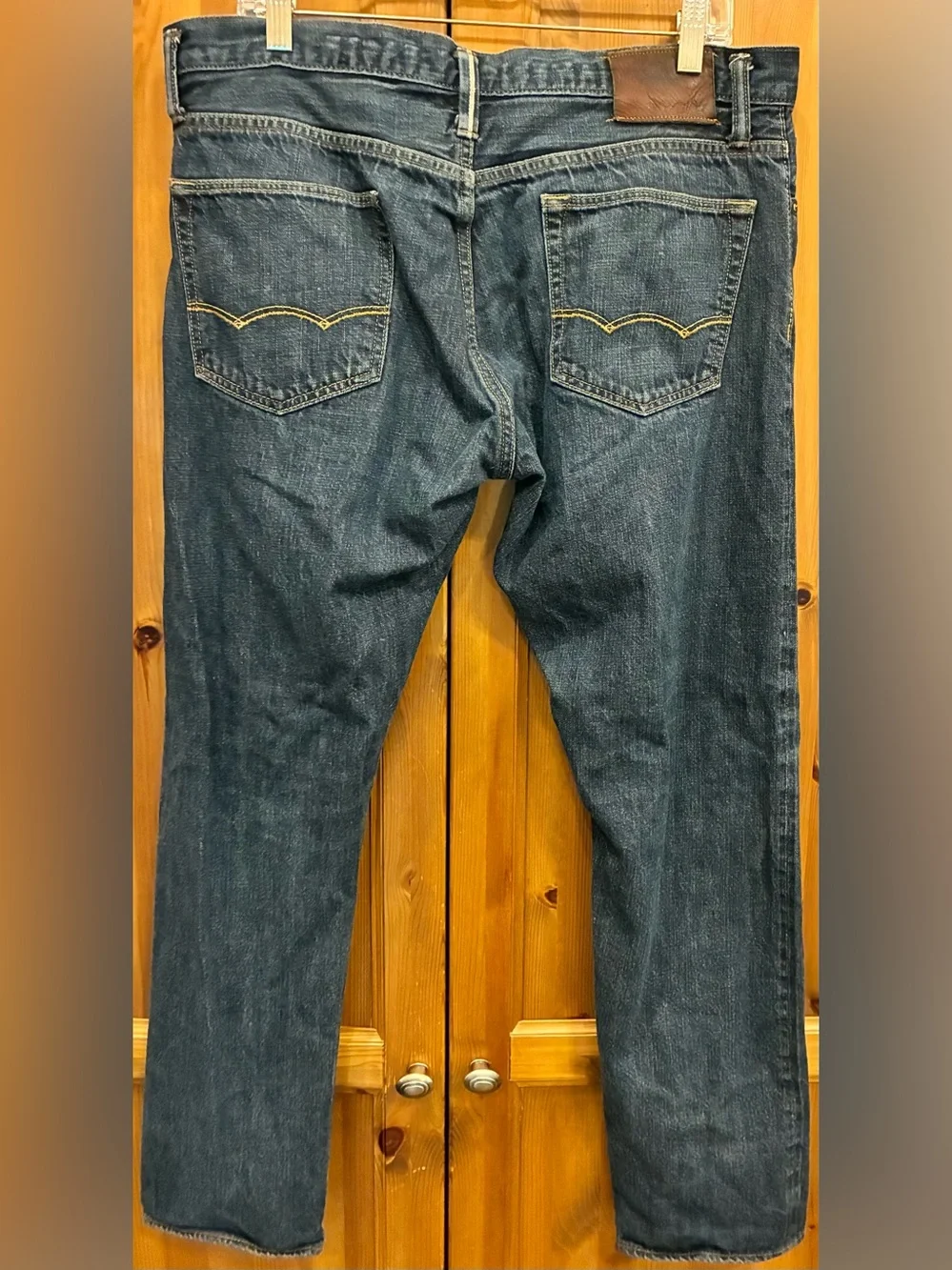 American Eagle Button Fly Blue Jeans Skinny Straight Mens 36x32
